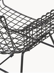 Sedia con braccioli in metallo Wire, Metallo verniciato a polvere, Nero, Larg. 72 x Prof. 56 cm