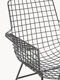 Metall-Armlehnstuhl Wire, Metall, pulverbeschichtet, Schwarz, B 72 x T 56 cm