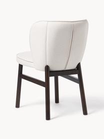 Čalúnená stolička s drevenými nohami Dale, Lomená biela, jaseňové drevo, tmavohnedé, lakované, Š 49 x H 64 cm