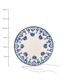 Handgemaakte ontbijtborden Ikat, 6 stuks, Keramiek, Wit, blauw, Ø 21 cm