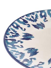 Ručne vyrobený raňajkový tanier Ikat, 6 ks, Keramika, Biela, modrá, Ø 21 cm