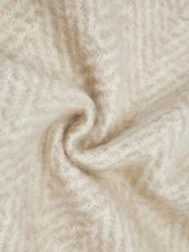 Coperta in lana beige con frange Mathea, 60% lana, 25% acrilico, 15% nylon, Beige, color crema, Lung. 170 x Larg. 130 cm