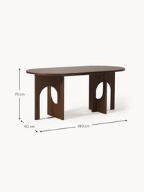 Oválny jedálenský stôl Apollo, v rôznych veľkostiach, Dubové drevo, tmavohnedá lakovaná, Š 180 x H 90 cm