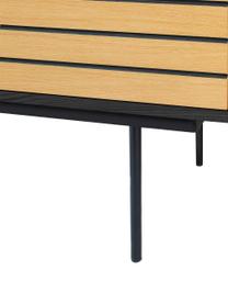 Highboard Stripe aus Eichenholz, Korpus: Mitteldichte Holzfaserpla, Gestell: Metall, Eichenholz, Schwarz, 101 x 140 cm