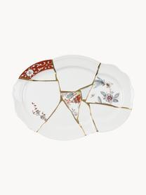 Dizajnový porcelánový servírovací tanier Kintsugi, Biela, Š 42 x H 30 cm