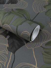 Papel pintado Paradiso, Tejido no tejido, Gris, negro, verde, marrón, An 52 x Al 1005 cm