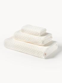 Lot de serviettes de bain Niam, 3 élém., Blanc crème, 3 éléments (1 serviette invité, 1 serviette de toilette et 1 drap de bain)