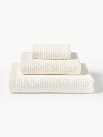 Set de toallas Niam, 3 uds., Blanco crema, Set de 3 (toalla tocador, toalla lavabo y toalla ducha)