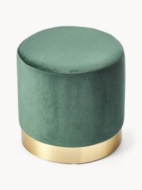 Pouf en velours Orchid, Velours vert foncé, socle doré, Ø 38 x haut. 38 cm