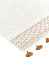 Handdoek Karma in verschillende formaten, met hoog-laag patroon, Wit, beige, Handdoek, B 50 x L 90 cm