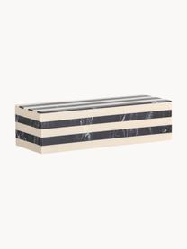 Aufbewahrungsbox Hira mit Deckel, Mitteldichte Holzfaserplatte (MDF), Kunstharz, Off White, Schwarz, B 24 x T 9 cm
