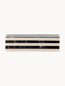 Aufbewahrungsbox Hira mit Deckel, Mitteldichte Holzfaserplatte (MDF), Kunstharz, Off White, Schwarz, B 24 x T 9 cm