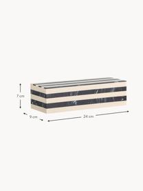 Skladovací box s víkem Hira, Dřevovláknitá deska střední hustoty (MDF), umělá pryskyřice, Tlumeně bílá, černá, Š 24 cm, H 9 cm