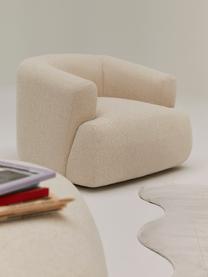 Sillón en tejido bouclé Sofia, Tapizado: tejido bouclé (100% polié, Estructura: madera de abeto, tablero , Patas: plástico Este producto es, Bouclé beige claro, An 90 x F 97 cm