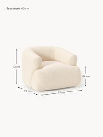 Bouclé fauteuil Sofia, Bekleding: bouclé (100% polyester) M, Frame: sparrenhout, spaanplaat, , Poten: kunststof Dit product is , Bouclé lichtbeige, B 90 x D 97 cm