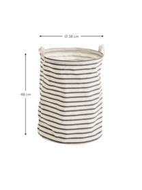 Cesta de lavandería Stripes, Tejido canvas, Gris, blanco crema, Ø 38 x Al 48 cm