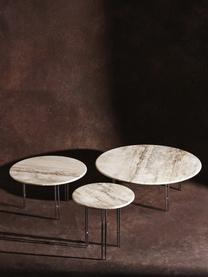 Kulatý mramorový konferenční stolek IOI, Ø 70 cm, Béžová mramorovaná, stříbrná, Ø 70 cm