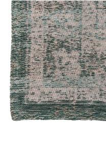 Tapis vintage chenille Medaillon, Vert, rose