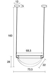 Design LED hanglamp Rani van glas, Lampenkap: glas, Baldakijn: gecoat metaal, Roze, 74 x 28 cm