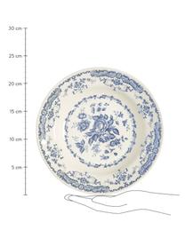 Hluboký talíř s květinovým vzorem Rose, 2 ks, Keramika, Bílá, modrá, Ø 23 cm, V 4 cm
