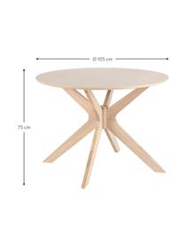 Mesa de comedor redonda Duncan, Tablero: fibras de densidad media , Patas: madera de roble macizo, Roble, Ø 105 x Al 75 cm