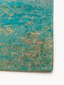 Tapis avec motif abstrait Stay, 79 % polyester, 20 % coton, 1 % latex, Turquoise, multicolore, larg. 80 x long. 170 cm