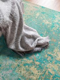 Tapis avec motif abstrait Stay, 79 % polyester, 20 % coton, 1 % latex, Turquoise, multicolore, larg. 80 x long. 170 cm