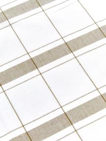 Katoenen theedoeken Halida met strepen en ruitpatroon, 2 stuks, 100% katoen, Wit, olijfgroen, 55 x 75 cm
