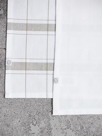Katoenen theedoeken Halida met strepen en ruitpatroon, 2 stuks, 100% katoen, Wit, olijfgroen, 55 x 75 cm