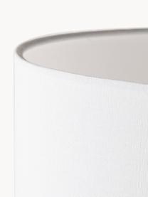Große Tischlampe Abigail aus Glas und Leinen, Lampenschirm: Leinen, Lampenfuß: Glas, Sockel: Metall, vernickelt, Weiß, Silberfarben, Ø 32 x H 61 cm