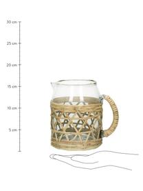Karaffe Brindisi aus recyceltem Glas und mit Bambus Verzierung, Transparent, Beige, H 16 cm