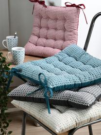 Dwustronna poduszka siedziska na krzesło Galette, 100% bawełna, Niebieski, biały, S 40 x D 40 cm