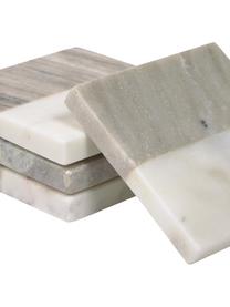 Vierkante marmeren onderzetters Danelle in wit / beige, 4 stuks, Marmer, Wit, gemarmerd, beige, gemarmerd, B 10 x H 10 cm