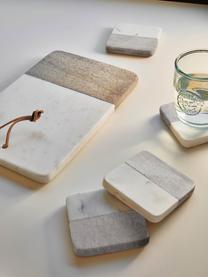 Eckige Marmor-Untersetzer Danelle in Weiss/Beige, 4 Stück, Marmor, Weisser Marmor, Beiger Marmor, B 10 x T 10 cm