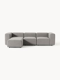 Modulares Bouclé-Sofa Lena (4-Sitzer) mit Hocker, Bezug: Bouclé (93 % Polyester, 6, Gestell: Buchenholz, Spanplatte, H, Füße: Kunststoff, Bouclé Grau, B 287 x T 181 cm