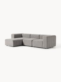 Modulares Bouclé-Sofa Lena (4-Sitzer) mit Hocker, Bezug: Bouclé (93 % Polyester, 6, Gestell: Buchenholz, Spanplatte, H, Füße: Kunststoff, Bouclé Grau, B 287 x T 181 cm