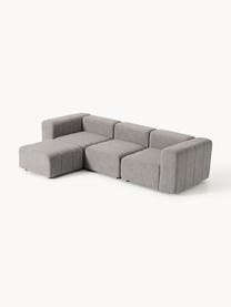 Modulares Bouclé-Sofa Lena (4-Sitzer) mit Hocker, Bezug: Bouclé (93 % Polyester, 6, Gestell: Buchenholz, Spanplatte, H, Bouclé Grau, B 287 x T 181 cm