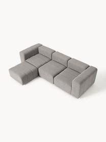 Canapé modulable 4 places en bouclette avec pouf Lena, Bouclette gris, larg. 287 x prof. 181 cm