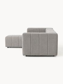 Modulares Bouclé-Sofa Lena (4-Sitzer) mit Hocker, Bezug: Bouclé (93 % Polyester, 6, Gestell: Buchenholz, Spanplatte, H, Füße: Kunststoff, Bouclé Grau, B 287 x T 181 cm