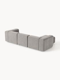 Modulares Bouclé-Sofa Lena (4-Sitzer) mit Hocker, Bezug: Bouclé (93 % Polyester, 6, Gestell: Buchenholz, Spanplatte, H, Füße: Kunststoff, Bouclé Grau, B 287 x T 181 cm