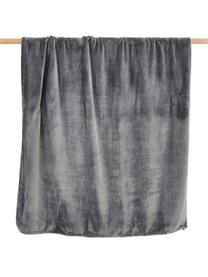 Plaid cocooning en polaire gris Doudou, 100 % polyester, Anthracite, larg. 130 x long. 160 cm