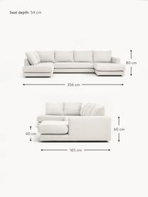 Narożna sofa modułowa Tribeca, Tapicerka: 100% poliester Dzięki tka, Stelaż: lite drewno sosnowe z cer, Nogi: lite drewno sosnowe z cer, Kremowobiała tkanina, S 356 x G 195 cm, lewostronna