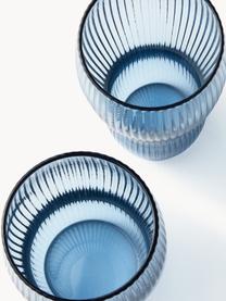 Ručně foukané sklenice na long drink s rýhovaným povrchem Pum, 2 ks, Foukané sklo, Světle modrá, Ø 7 cm, V 12 cm, 300 ml
