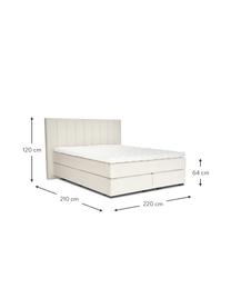 Cama matrimonial de teciopelo Premium Lacey, Patas: madera de haya maciza pin, Beige, 200 x 200 cm