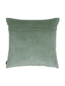 Coussin 45x45 en velours vert brodé Preston, Menthe, couleur crème