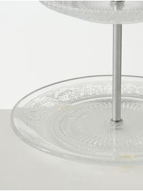 Etagère reliëf van glas met zilverkleurige frame, Stang: metaal, Transparant, Ø 20 x H 28 cm
