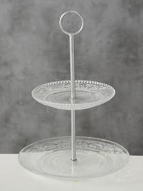 Etagere Relief aus Glas mit silbernem Gestell, Ablagefläche: Glas, Stange: Metall, Transparent, Ø 20 x H 28 cm