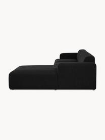 Ecksofa Melva (4-Sitzer), Bezug: 100% Polyester Der hochwe, Gestell: Massives Kiefernholz, Spa, Füße: Kunststoff Dieses Produkt, Webstoff Schwarz, B 319 x T 196 cm, Eckteil links