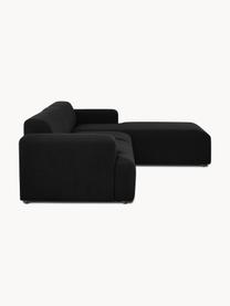 Ecksofa Melva (4-Sitzer), Bezug: 100% Polyester Der hochwe, Gestell: Massives Kiefernholz, Spa, Webstoff Schwarz, B 319 x T 196 cm, Eckteil links