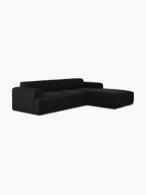 Ecksofa Melva (4-Sitzer), Bezug: 100% Polyester Der hochwe, Gestell: Massives Kiefernholz, Spa, Füße: Kunststoff Dieses Produkt, Webstoff Schwarz, B 319 x T 196 cm, Eckteil links